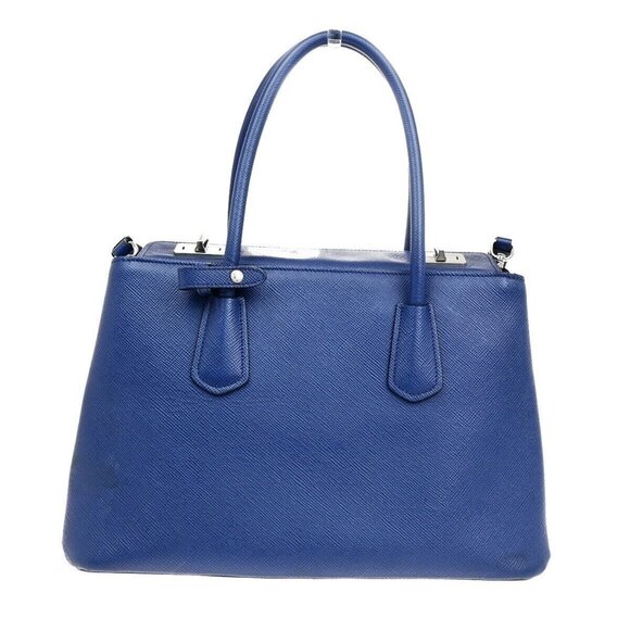 PRADA MILANO Logo 2Way Shoulder Hand Bag Saffiano Leather Blue SHW 12ED818 - Picture 1 of 16